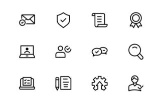 Quality Control Icon Set - Minimal, Modern, and Line Art Illustrations for Business, Manufacturing, and Product Assurance Needs vector