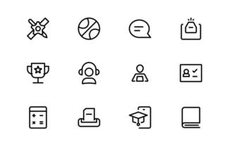 Education Icon Set package. Modern and Minimalist Icons for Learning, Teaching, Schools, and Digital Educational vector