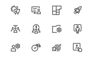 Versatile Project Management Icons lot collection - Designed for Task Management, Scheduling, and Team Tools vector