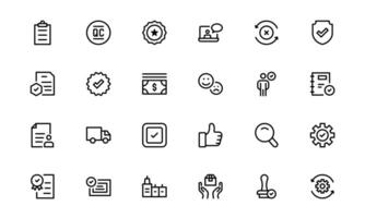 Quality Control Icon packs - Minimal, Modern, and Versatile Line Art Illustrations for Business, Manufacturing, and Product Assurance Needs vector
