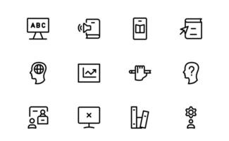 Education Icon packs. Modern and Minimalist Icons for Learning, Teaching, Schools, and Digital Educational Tools vector
