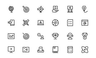 Education Icon Set pack up. Modern and Minimalist Icons for Learning, Teaching, Schools, and Digital Educational Tools vector