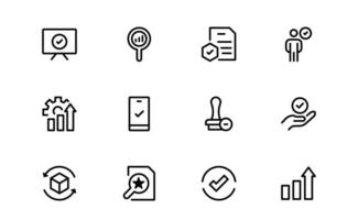 Quality Control Icon Set pack - Minimal, Modern, and Versatile Line Art Illustrations for Business, Manufacturing, and Product vector