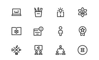 Education Icon Set. Modern and Minimalist Icons for Learning, Teaching, and Digital Educational Tools vector