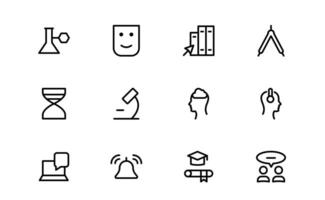 Education Icon Set. Modern and Minimalist Icons for Learning, Teaching, Schools, and Digital Educational vector
