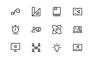 Education Icon Set bundle. Modern and Minimalist Icons for Learning, Teaching, Schools, and Digital Educational vector