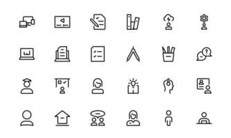 Education Icon Set packs. Modern and Minimalist Icons for Learning, Teaching, Schools, and Digital Educational Tools vector