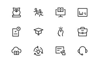 Education Icon collection. Modern and Minimalist Icons for Learning, Teaching, Schools, and Digital Educational Tools vector