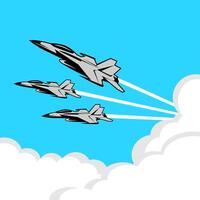 aerobatic fighter jet plane in the sky vector