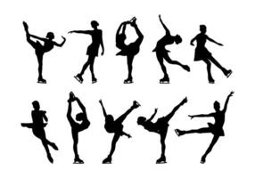 ice skating silhouette in different position vector
