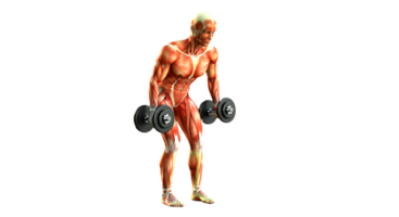 A man is doing a dumbbell exercise on a black background png