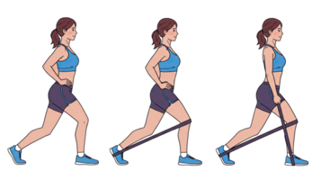 Three different ways to walk with a resistance band png