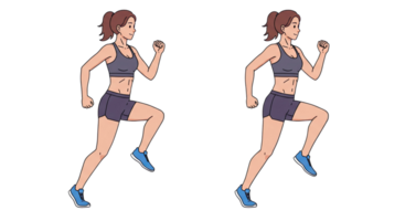 Two women are running in different positions png