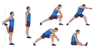 A man doing various exercises in different positions png