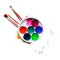 3D Open Paint Tray With Vibrant Colors On Transparent Background png