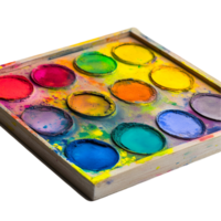 3D Colorful Paint Tray With Multiple Colors On Transparent Background png