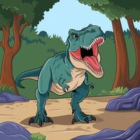 Tyranosaurus Rex T-Rex Dinosaur in the jungle background vector