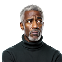 An older black man with a turtleneck sweater png