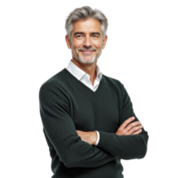 A man in a sweater standing with his arms crossed png