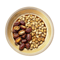 A plate with nuts and dates on it png