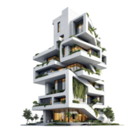 Modern architecture with plants and greenery png
