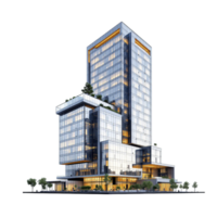 A rendering of a tall building with windows png