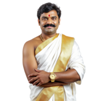 A man in a white sari with a mustache png