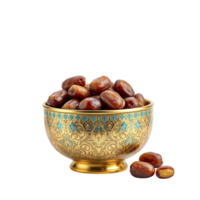 A bowl filled with dates on a black background png