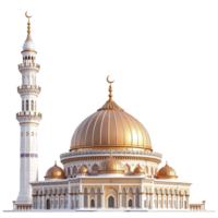 A large white and gold mosque with a minaret png