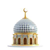 A blue and white dome with a crescent moon on top png