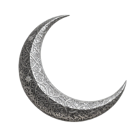 A silver crescent with intricate patterns on it png