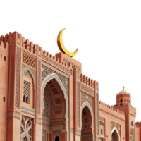 An image of a mosque with a crescent moon on top png