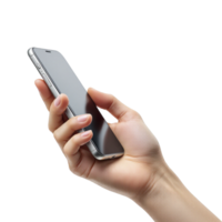 A person holding a cell phone in their hand png