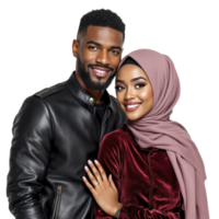 A man and woman in hijab pose for a photo png