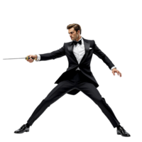 A man in a tuxedo is holding a sword png