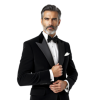 A man in a tuxedo with a bow tie png