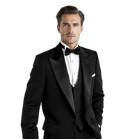 A man in a tuxedo poses for a photo png