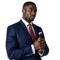 A man in a suit and tie standing with his hands folded png