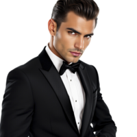 A man in a tuxedo posing for the camera png