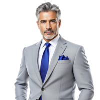 A man in a suit and tie with a blue tie png