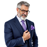 A man with a beard and glasses wearing a suit png