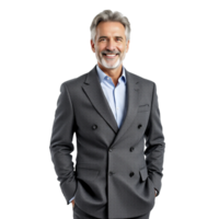 A man in a suit standing with his hands in his pockets png