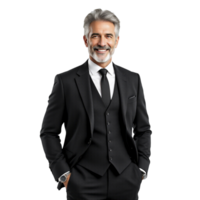A man in a suit and tie posing for the camera png