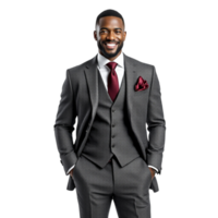 A man in a suit and tie posing for the camera png