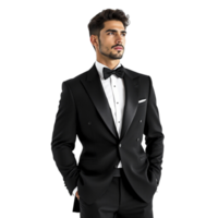A man in a tuxedo poses for a photo png