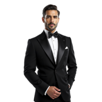 A man in a tuxedo poses for a photo png