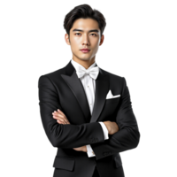 A man in a tuxedo poses for a photo png