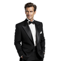 A man in a tuxedo poses for a photo png