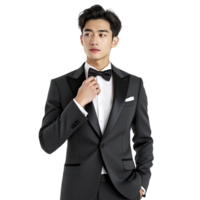 A man in a tuxedo poses for a photo png
