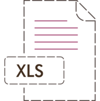 Xls File Format Icon Rounded Dashed Outline Art png